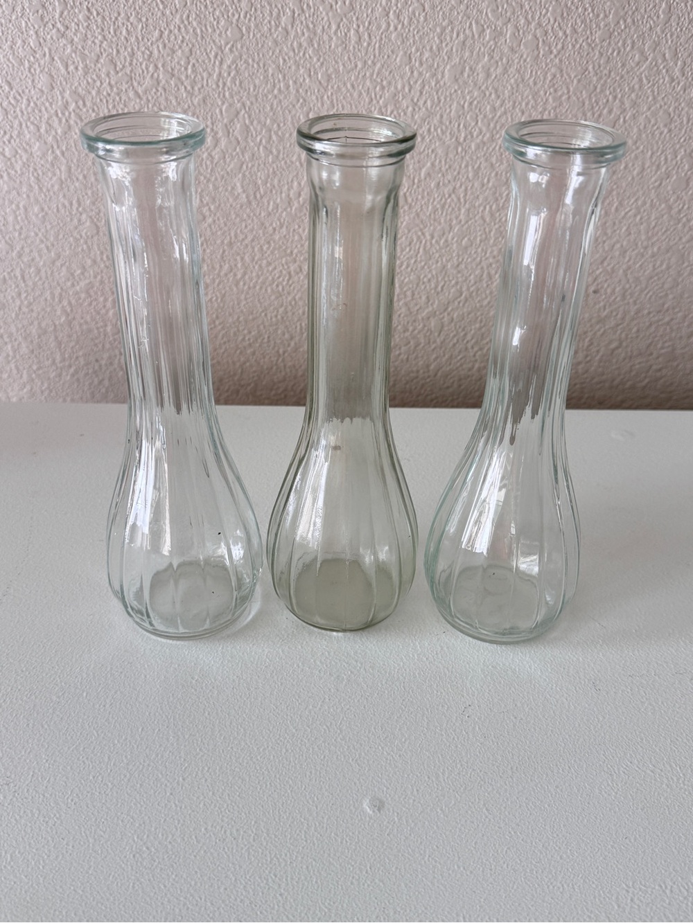 Clear Glass Bud Vases - Set of 3